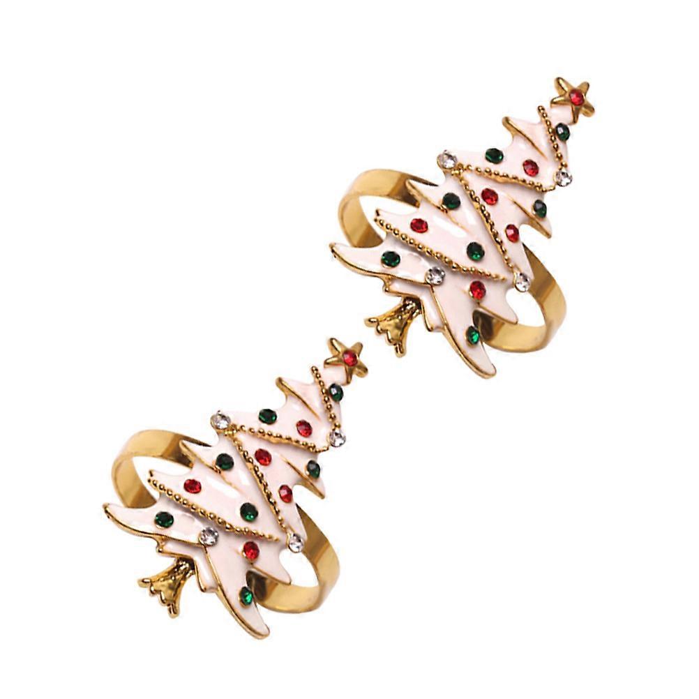 Christmas Napkin Ring Tree Shape with 2Pcs Napkin Holders for Xmas Table