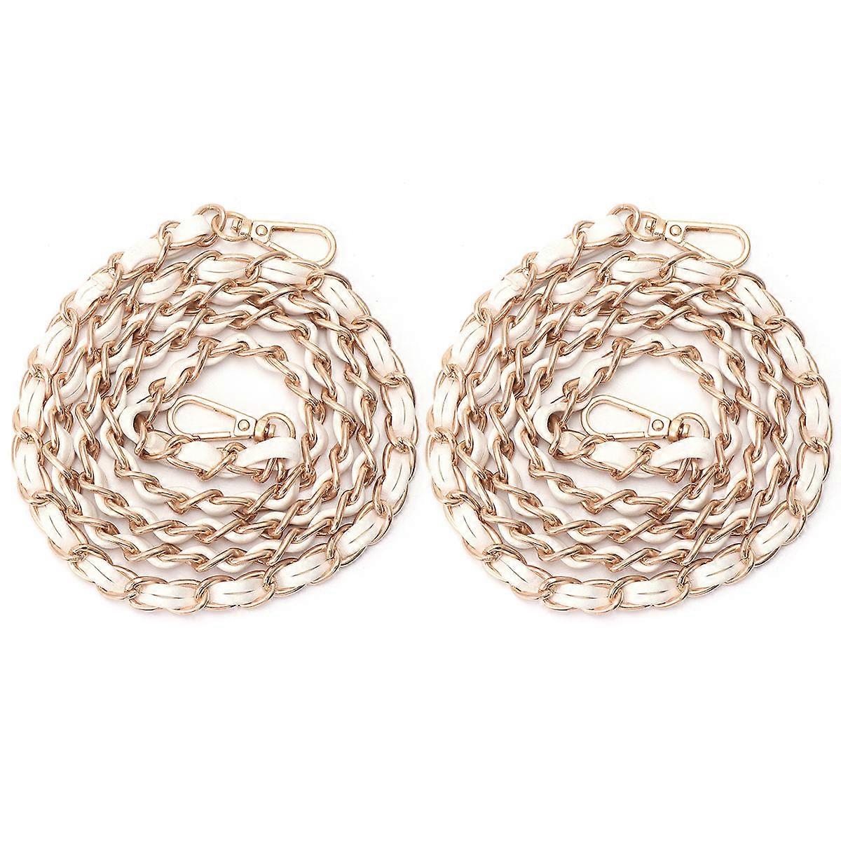 Flat Chain Strap Diy Projects Women Everyday Use White Pu Braided Chain 2Pcs