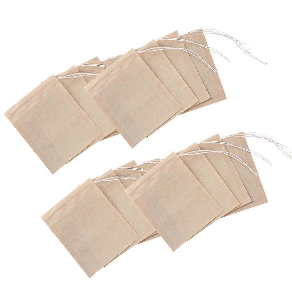 Beige Disposable Paper Tea Bags with Drawstring for Loose Leaf Tea 200Pcs