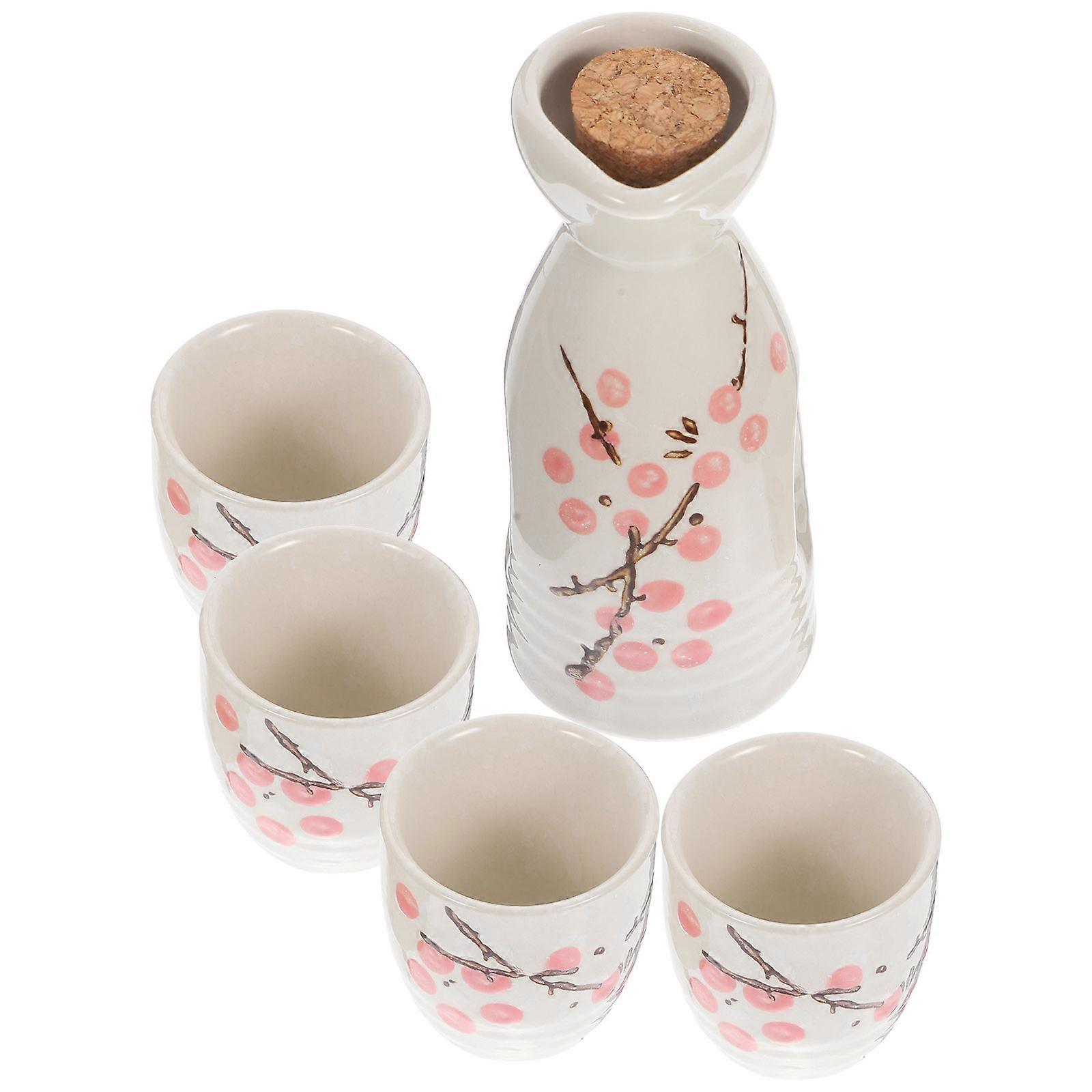 Delicate Sake Pot Ceramic Cups and Pot Set for Home Use 1Set