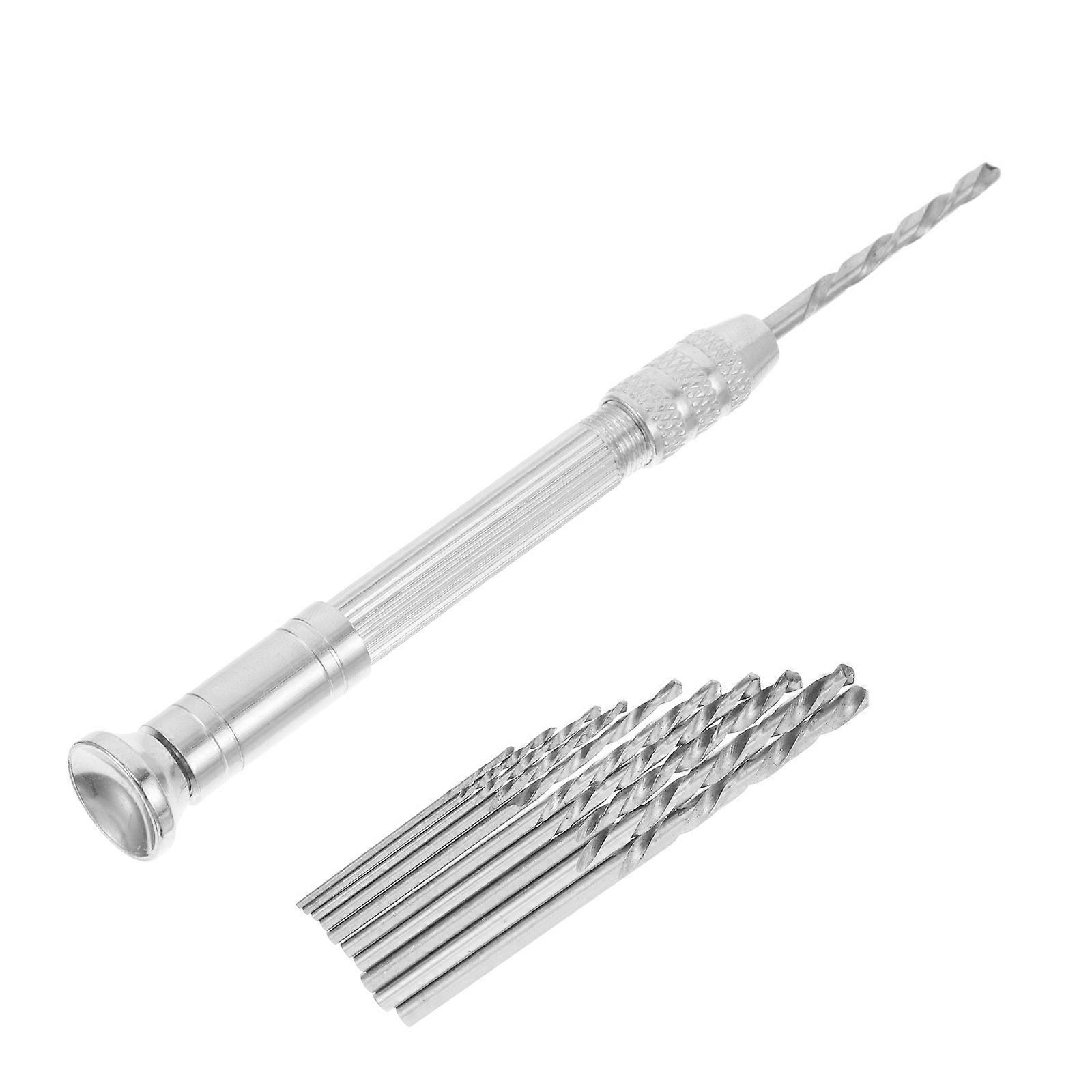 Professional Nail Drill Hand Drill for Crafts 4Sets Silver Alloy Tool