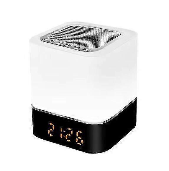 2025 Wireless bluetooth speaker, clock alarm clock touch bedside night light(Black)
