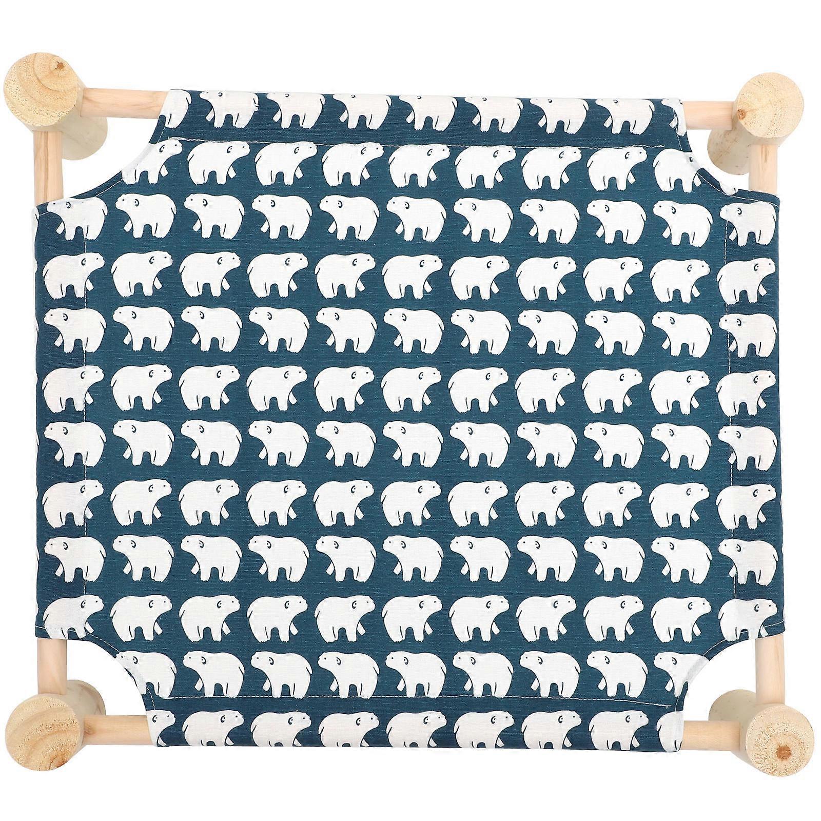 Pet Sleeping Navy Cat Hammock Bed 2Pcs Wooden Washable Elevated Bed