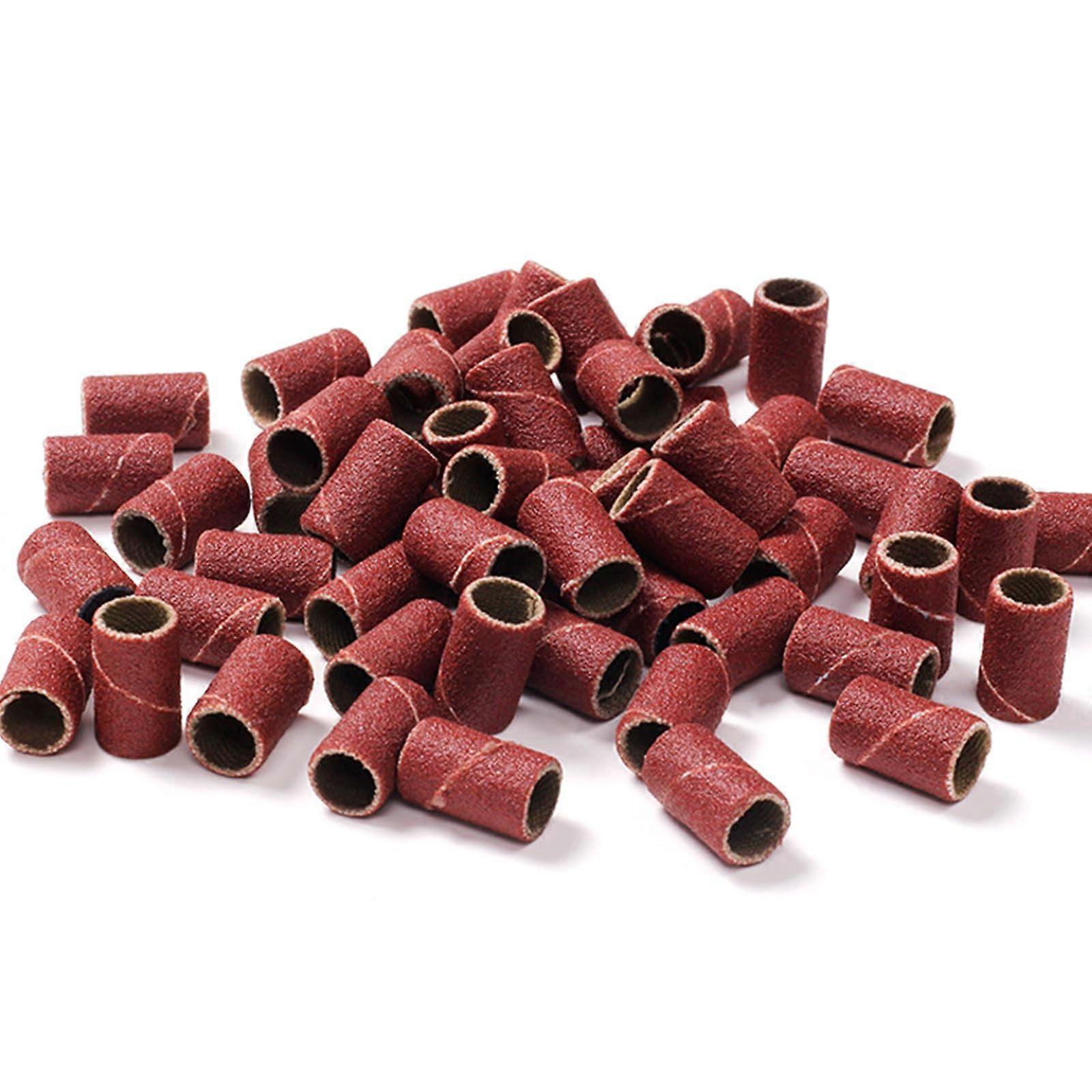 100 Pcs Nail Sanding Bands 80240 Grit Durable Abrasive Surface Professional Nail Drill Bits Set
