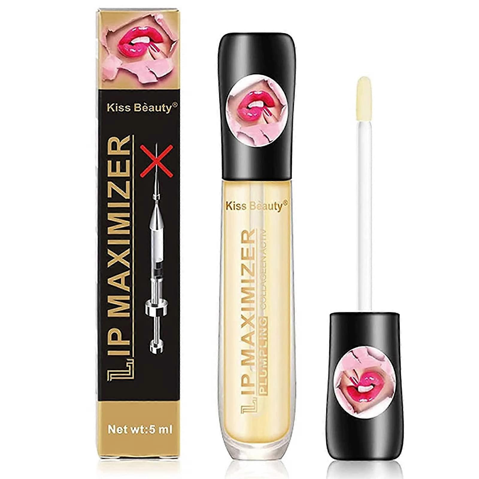 Lip Plumper Gloss with Vitamin E, Deep Hydration Serum for Visible Plumping and Glossy Finish