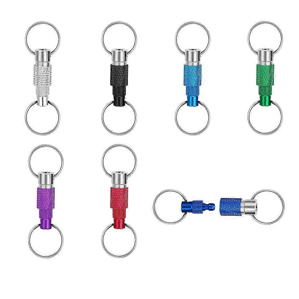7pcs Quick Release Detachable Keychain, Double Rings Pull Apart Keychain, Spring Split Snap Seperate Keychain