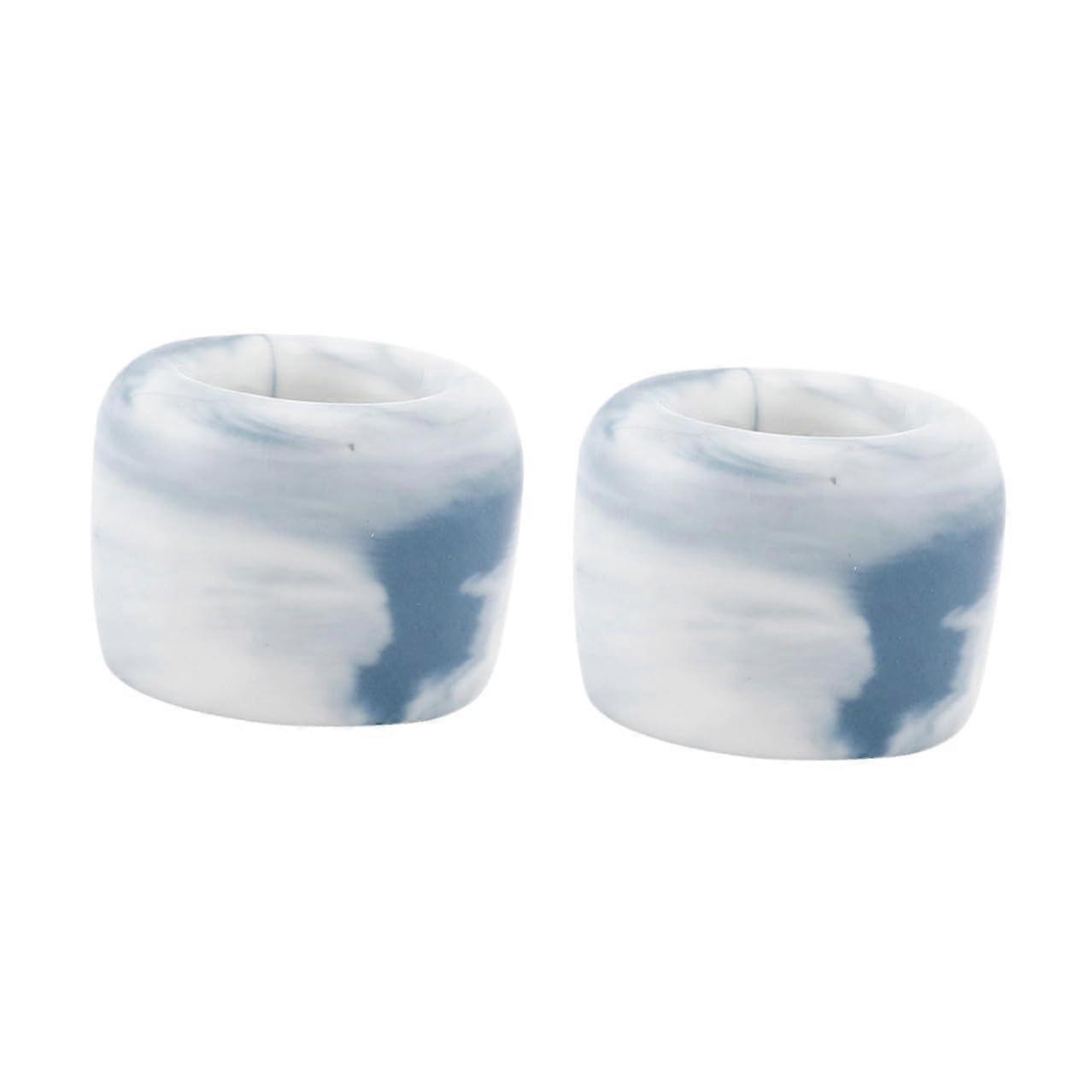 2 Pcs Marble Grain Ceramic Toothbrush Holder with Thickened Ring Design for Bathroom and Kitchen Blue