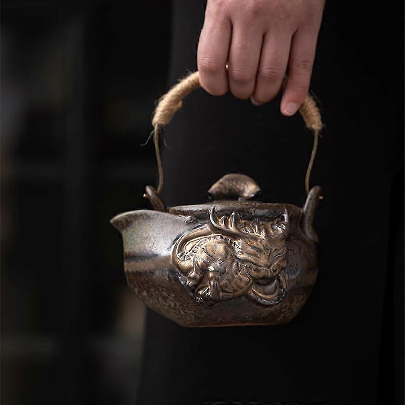 Ceramic Teapot with Loop Handle 280ml Small Tea Infuser Pot for Loose Leaf and Herbal Tea