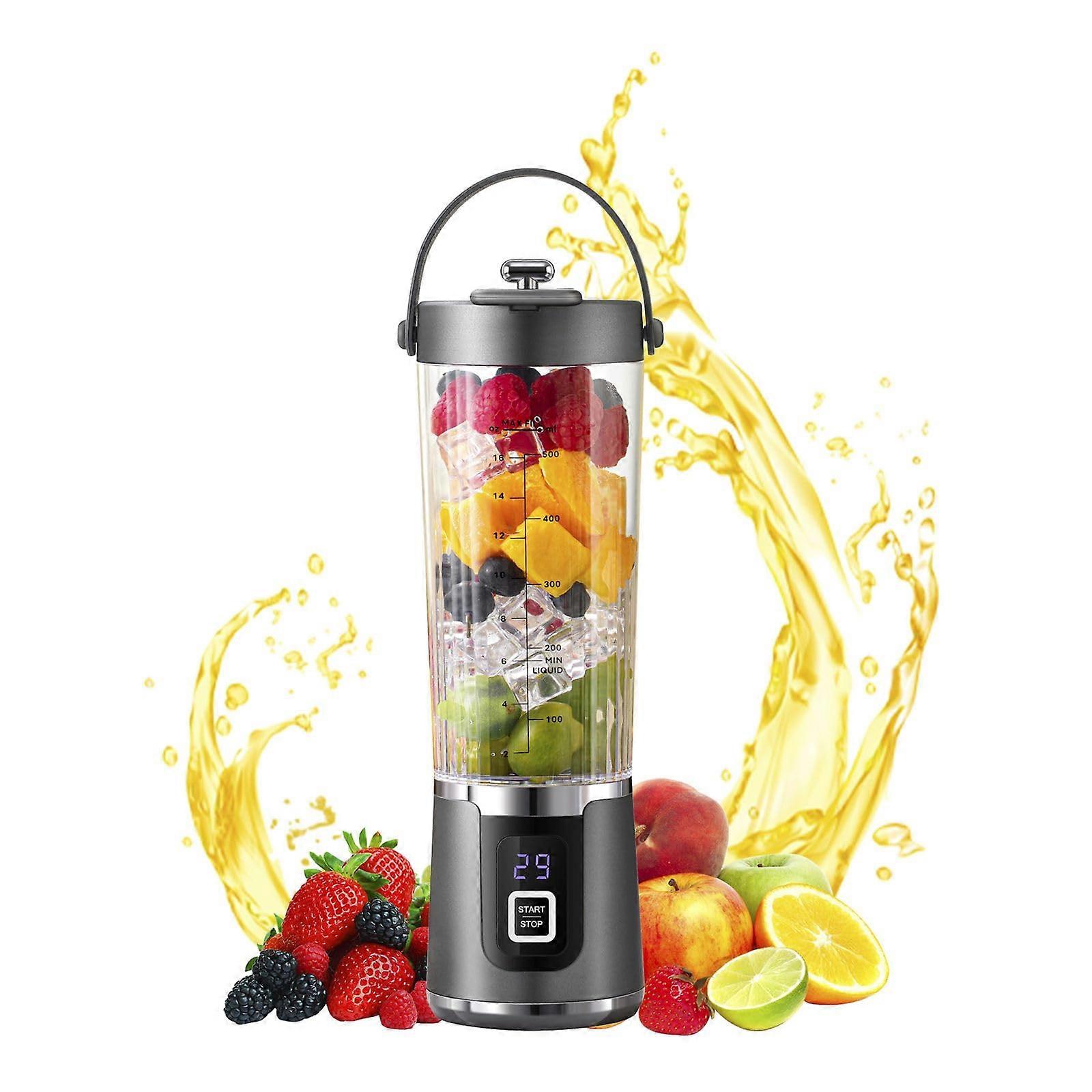 200W Portable Blender Rechargeable Juicer Cup Speed Fruit Mixer Quick Clean 600ml Grey