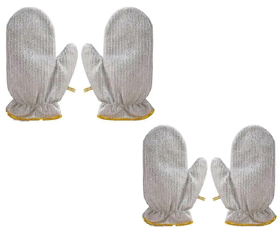 4 Pieces Heat Resistant Dishwashing Gloves with Durable Wire for Multipurpose Kitchen Cleaning