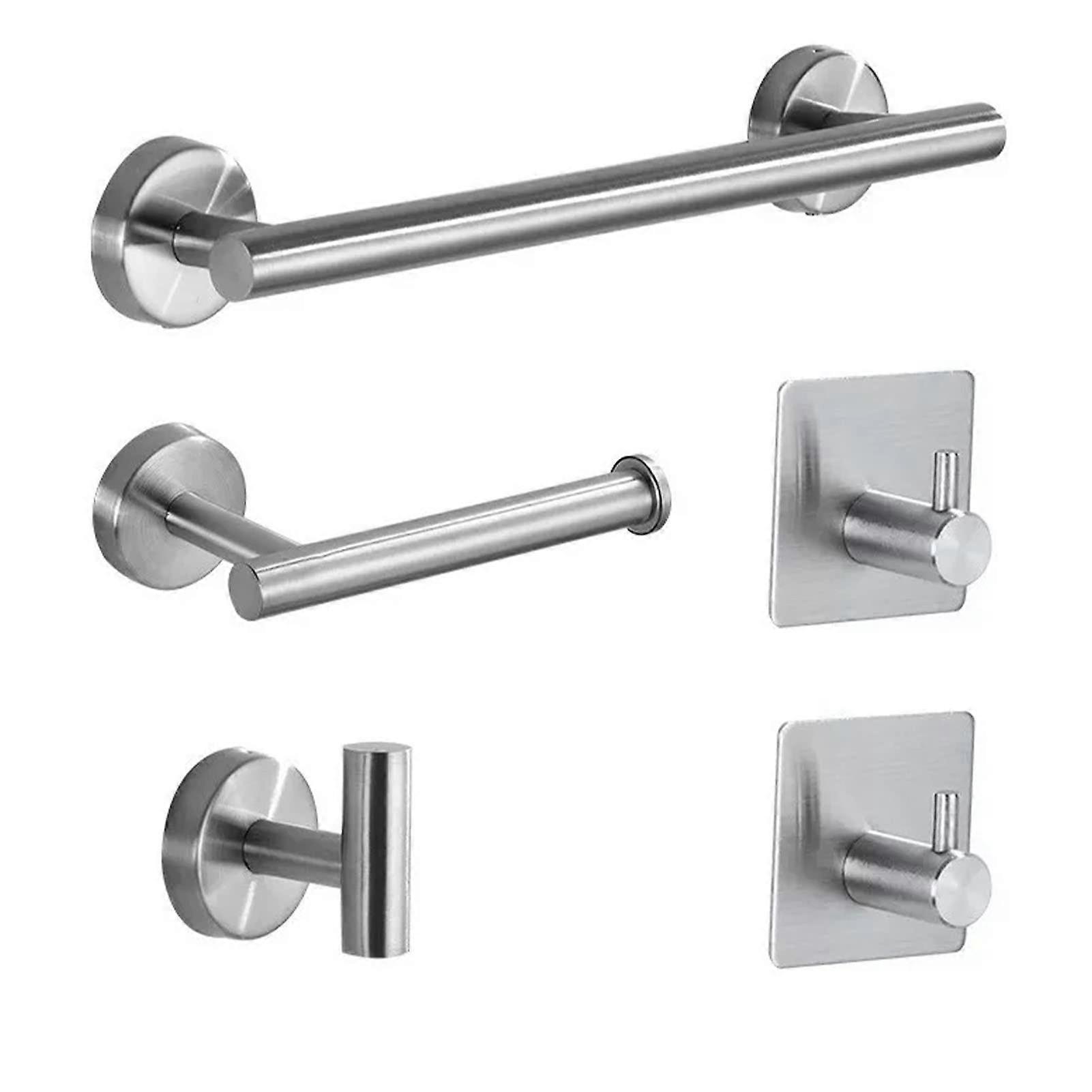 Bathroom Hardware Set 5 Piece 304 Stainless Steel RustResistant Wall Mounted Towel Rack Silver