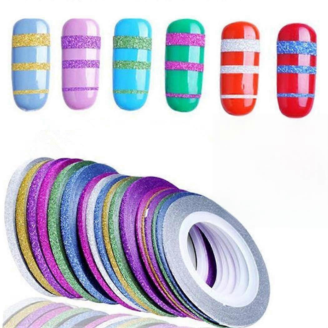 10 Rolls Glitter Nail Art Striping Tape Set for Precise Design, SelfAdhesive Multi Width
