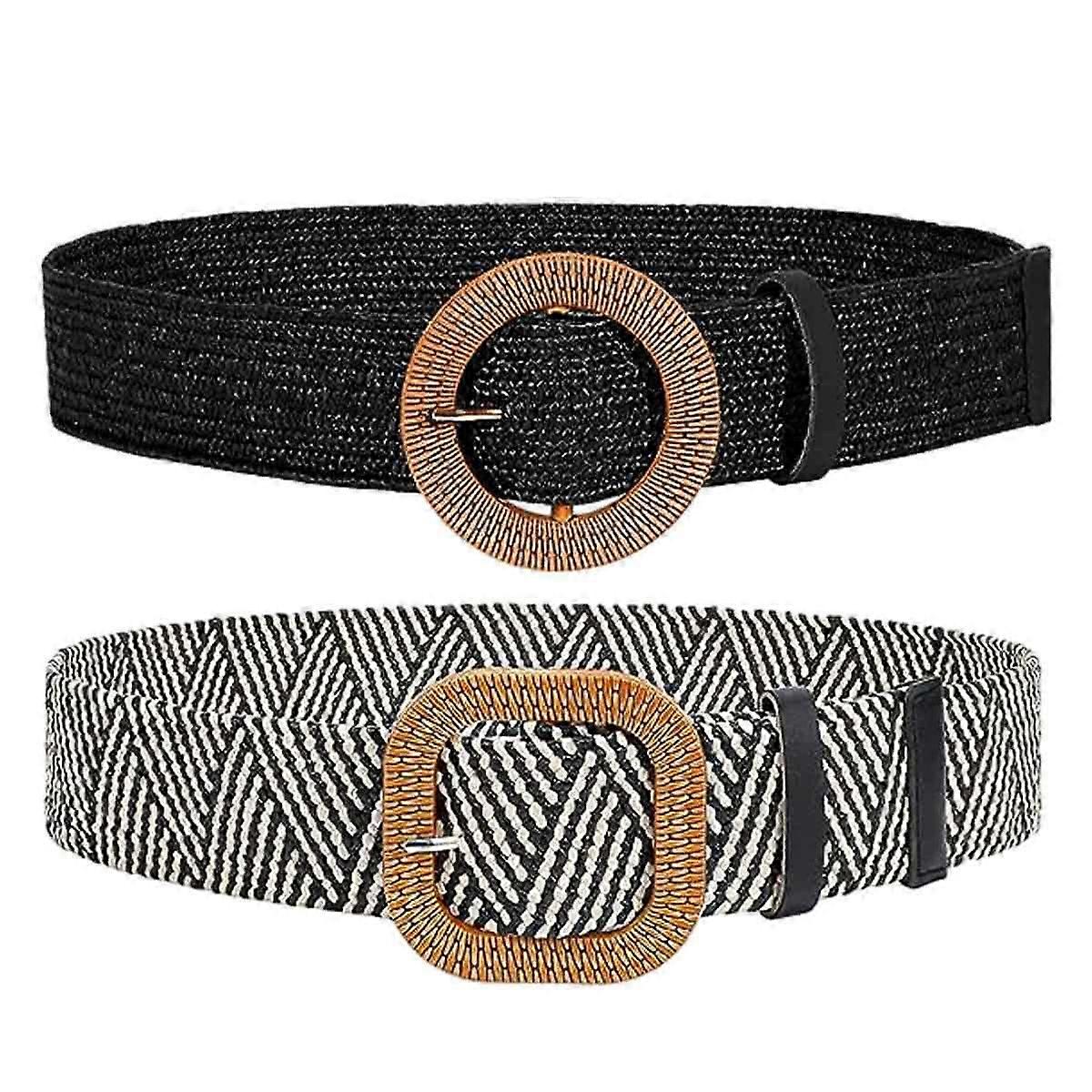 Jurkriem, geweven stro, elastische riem voor dames