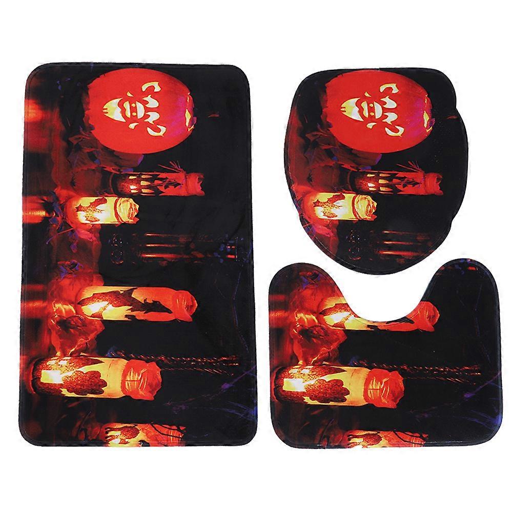 Pumpkin Pattern Non-Slip Water Absorption Bathroom Mat Set