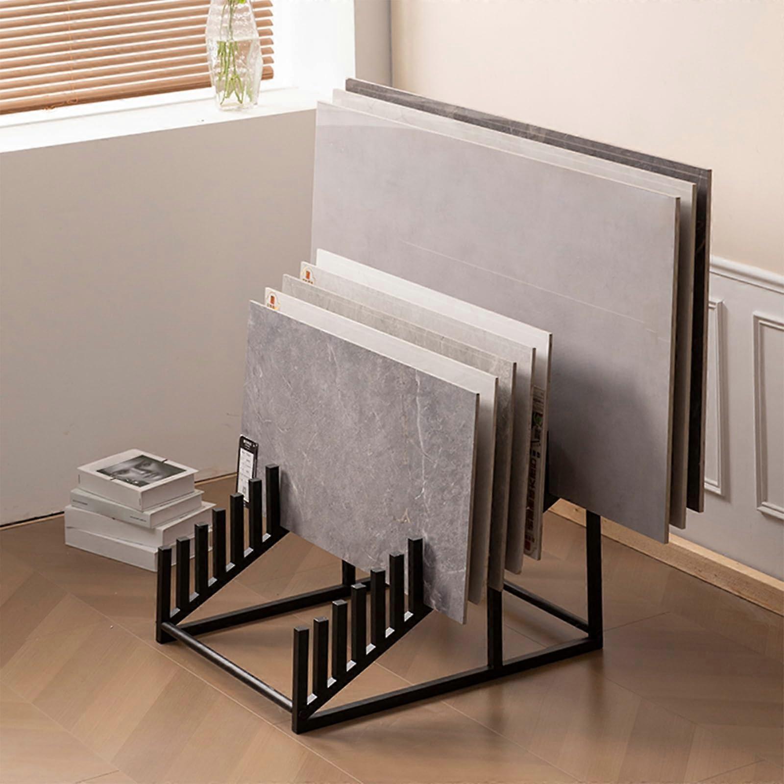 Tile Display Rack with SpaceSaving Vertical Storage, Large Capacity Ceramic Sample Holder for Showroom