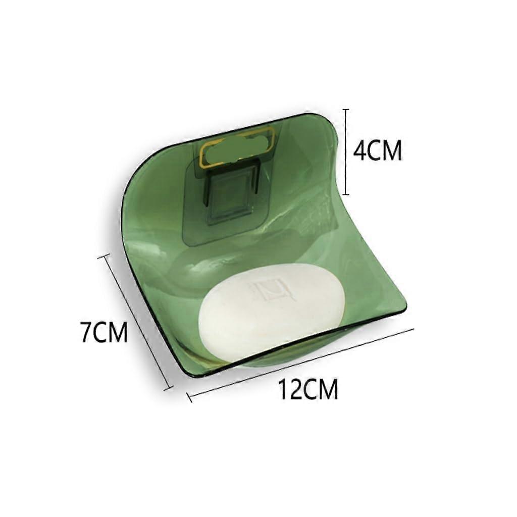 Soap Dish Wall Mounted Green Transparent Plastic Drain Bathroom Soap Holder Size A