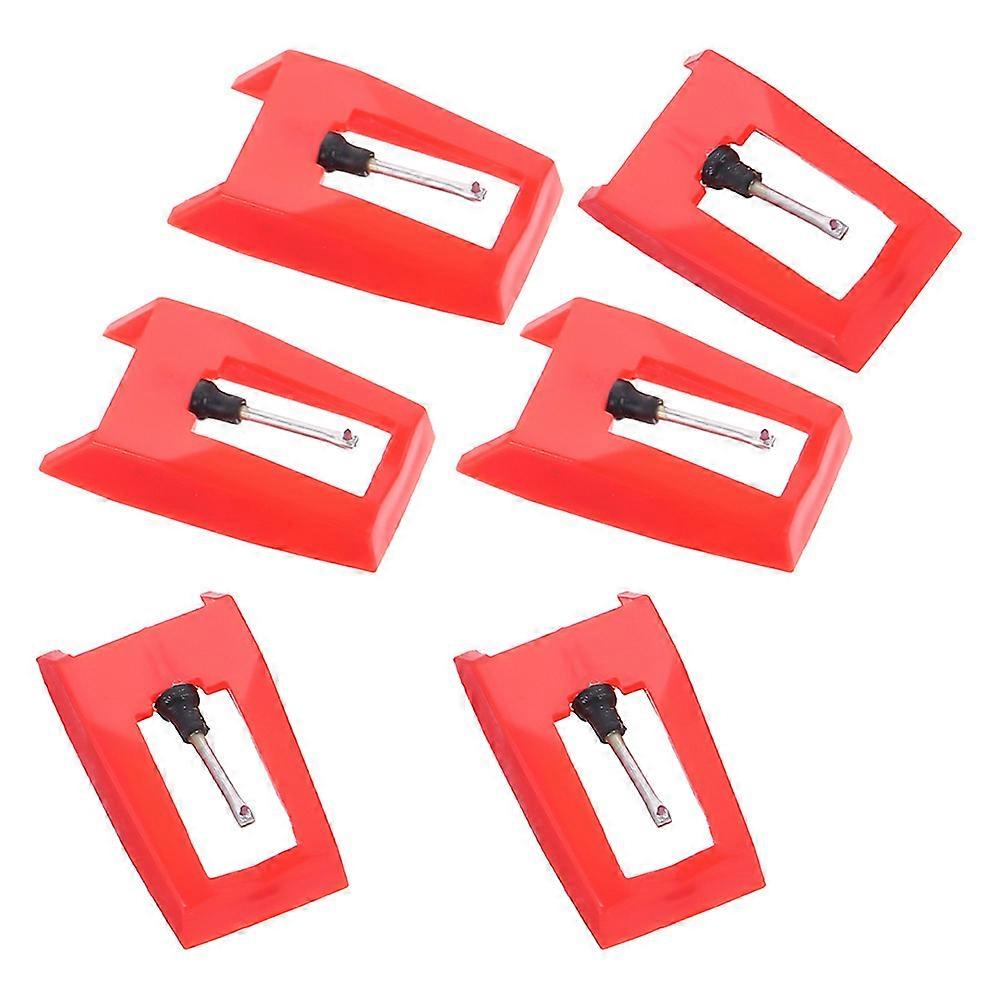 Red Stylus Needle Phonograph Replacement for Record Player 6Pcs