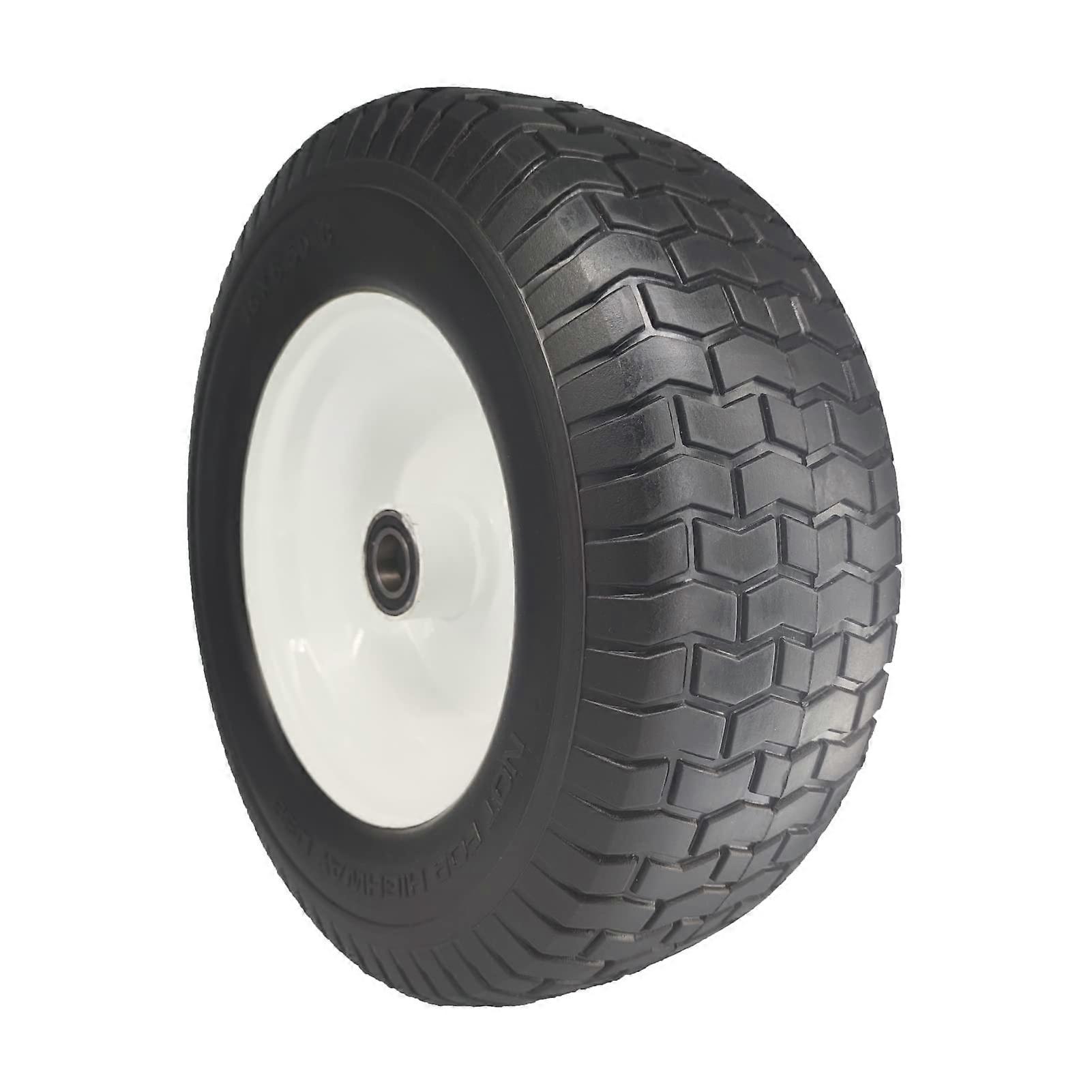 16x6.508 Flat  Snowblower Tire with Rim, Solid Lawn Tractor Front Wheel Replacement