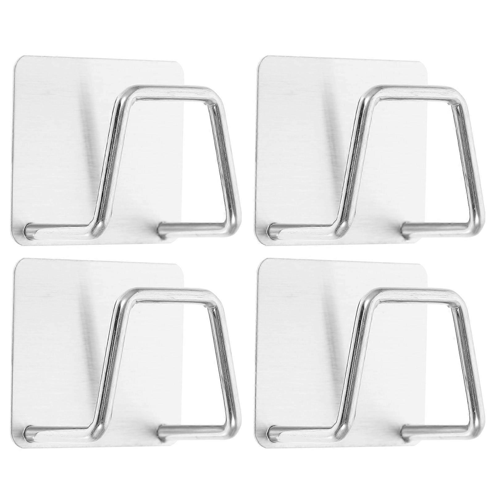 Silver Stainless Steel Kitchen Hooks for Sponge Storage 4Pcs Pack