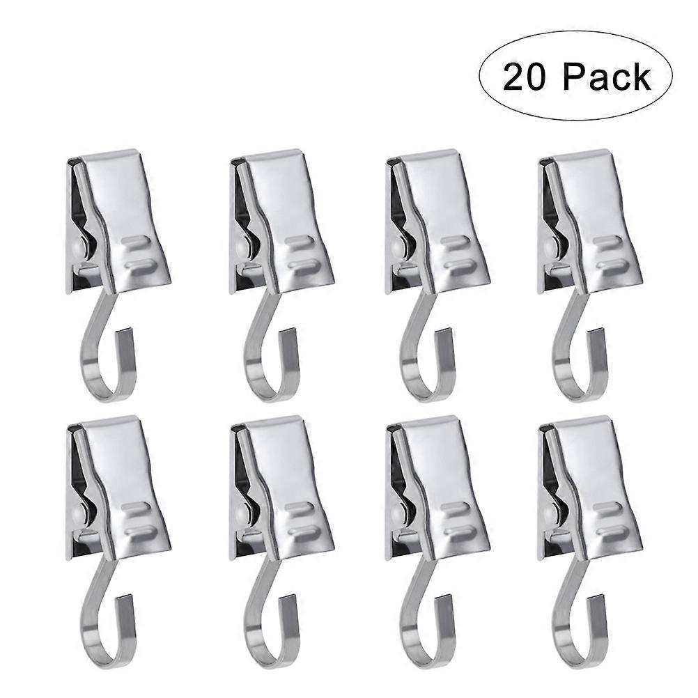 Drapery Ring Curtain Clip for Hanging Curtains with Hook 20Pcs Silver Set