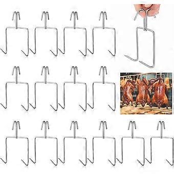 15 Pcs Meat Hooks, Stainless Steel Double Smoker Hooks Roast, 5 X 2.8 Inch Meat Hangers for Hanging Bacon Hams BBQ Grill