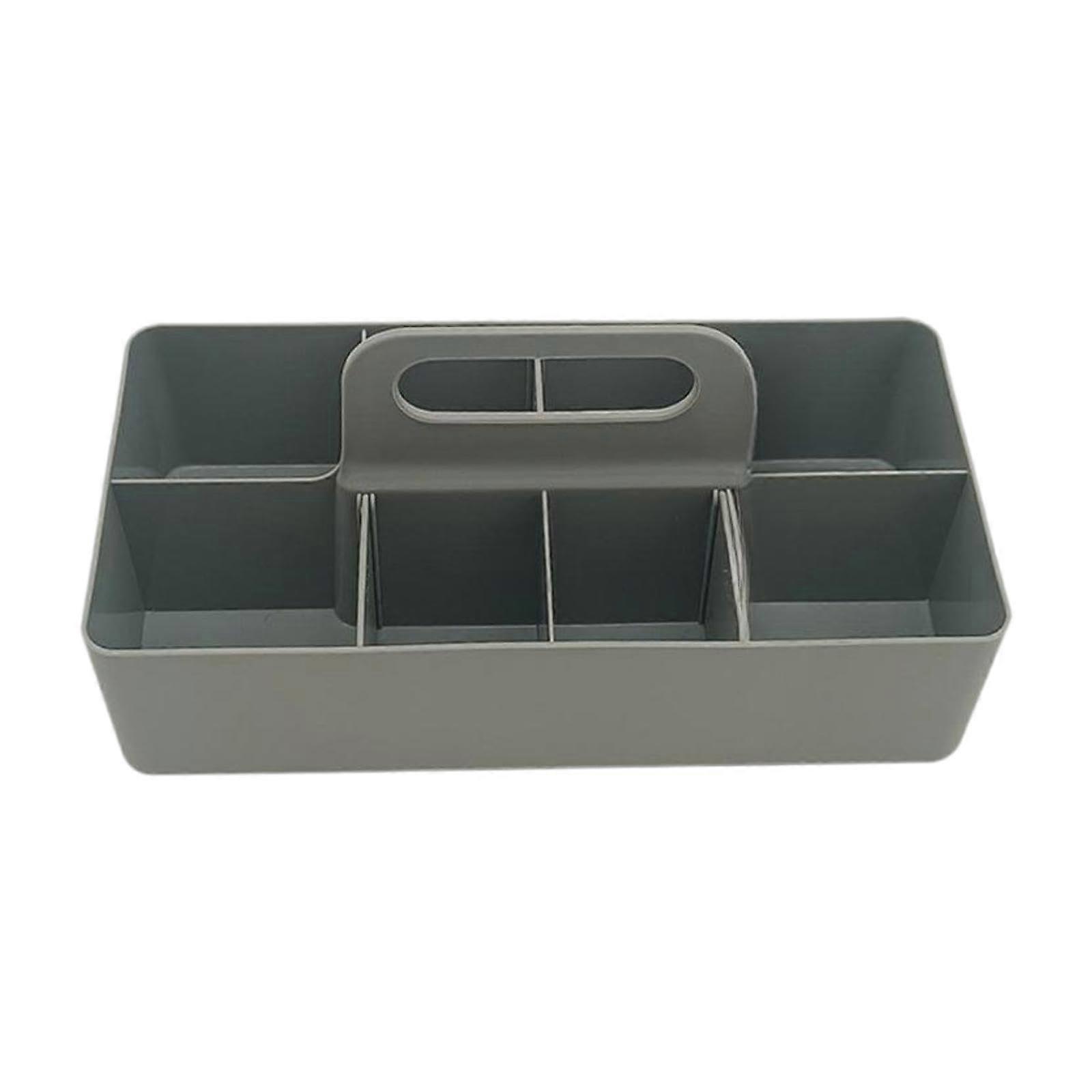 Gray Stackable Storage Organizer Box with Clear Compartments for Home Office and Crafts