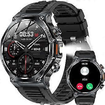 Military Smart Watch with Bluetooth Calling, 1.8' HD, IPX8 Waterproof, 100+ Sports, LED Flashlight