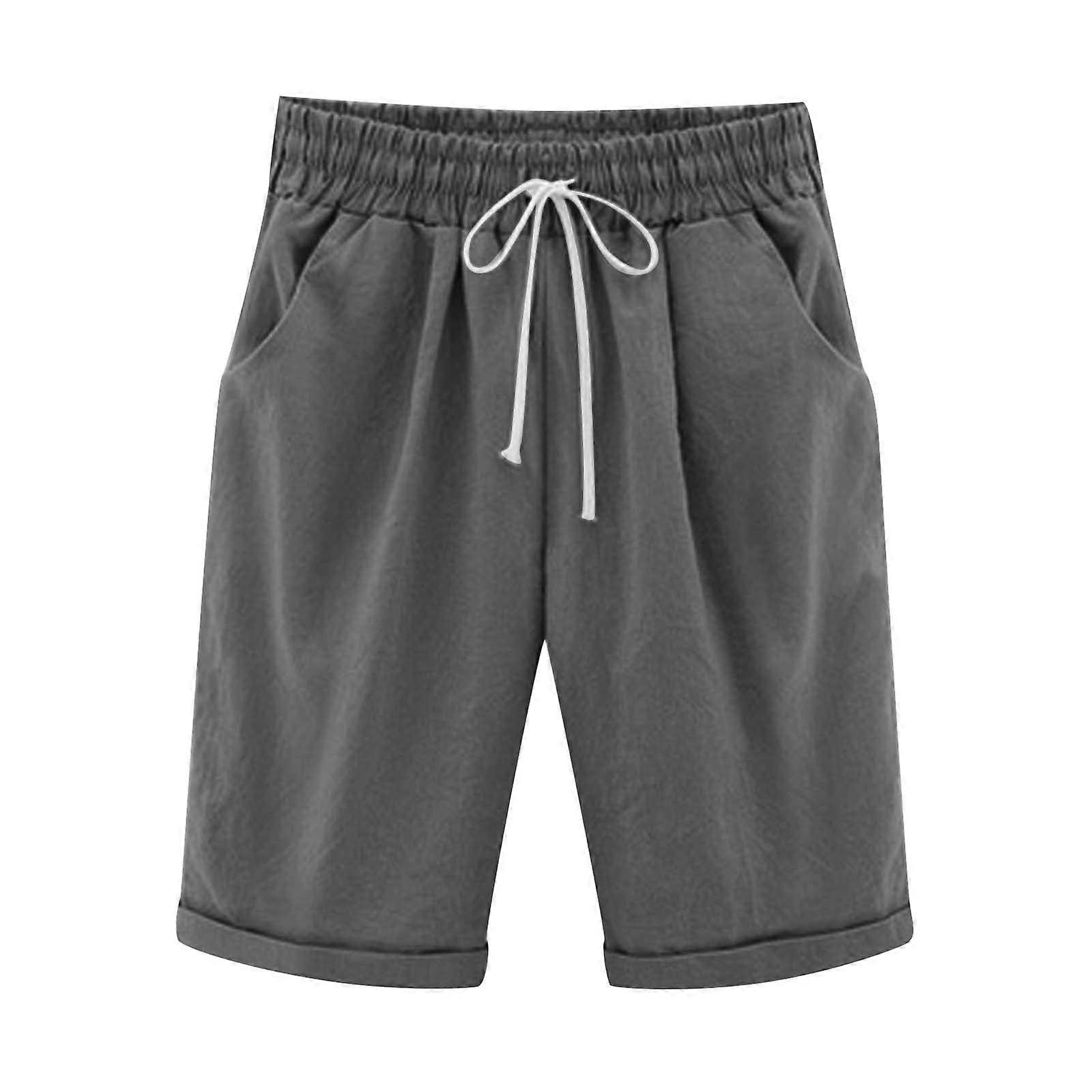 High Waist Bermuda Damen-Shorts, einfarbig, lässig