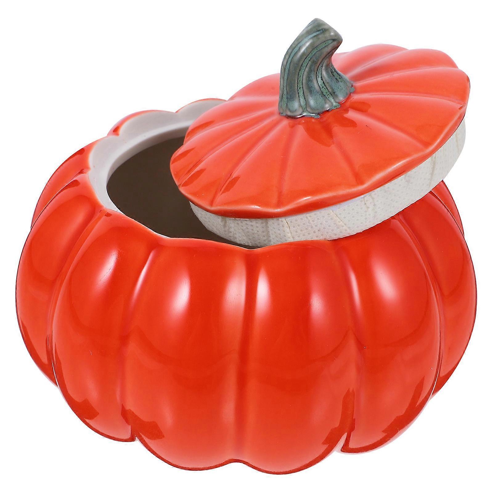 Pumpkin Shaped Ceramic Sugar Jar for Bean Storage 1 Piece