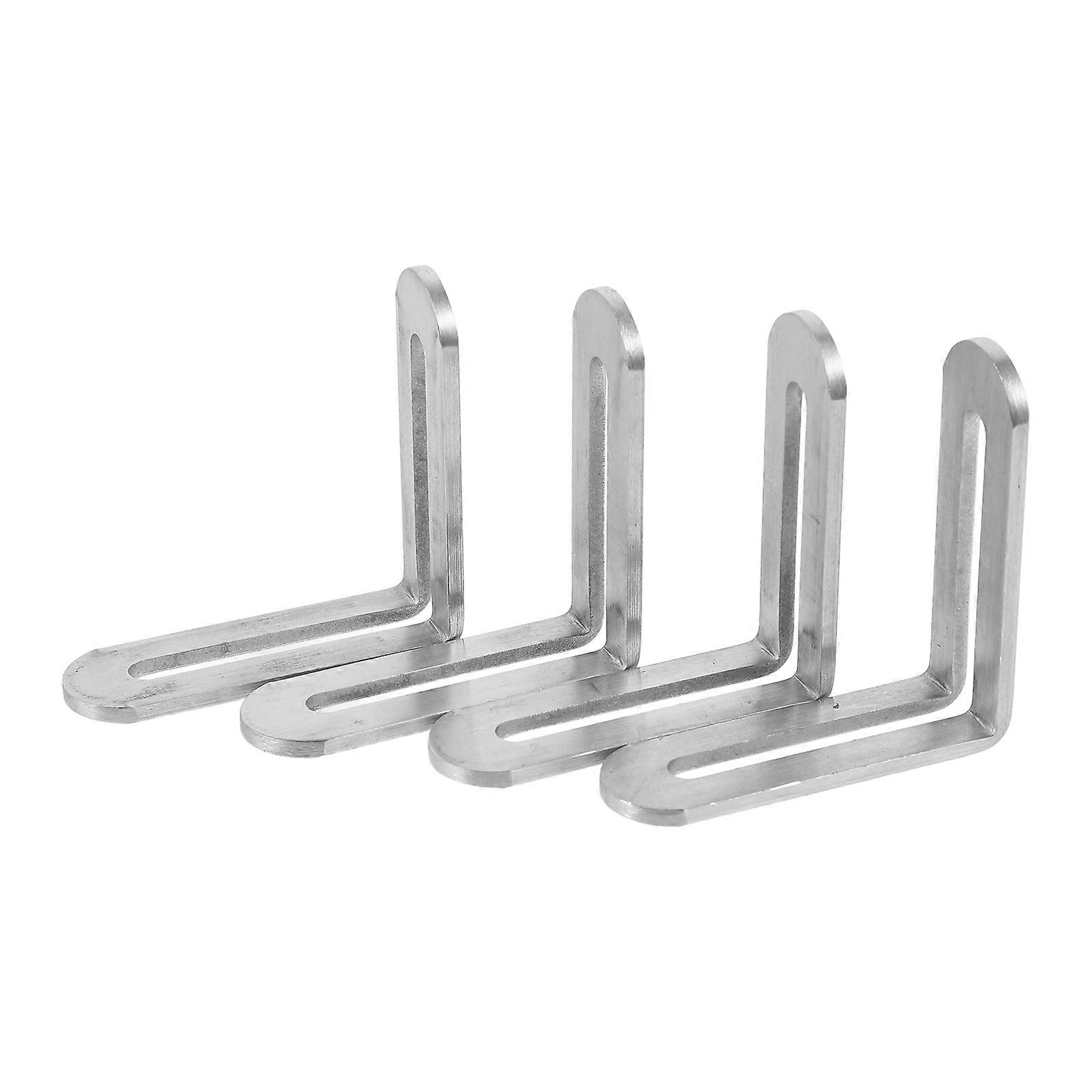 Furniture Adjustable Angle Brackets L-Shape Corner Braces 4Pcs Silver