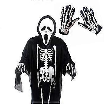A Pair of Halloween Gloves Scary Skull Finger Ghost Paw Gloves Adult Gloves Unisex Halloween Easter Ghost Festival Prop (Random Color)