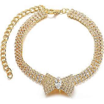 Collier pour animaux de compagnie avec diamant réglable en cristal noeud mariage chat collier chien pour petit moyen animal de compagnie collier habiller jusqu’à l’ornement