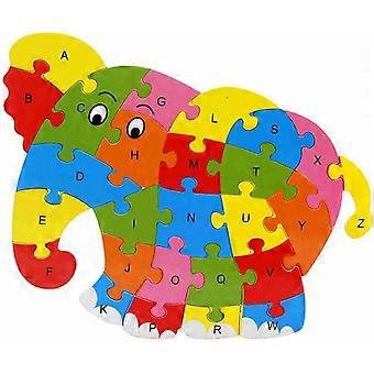 Colorful Wooden Jigsaw Puzzle Lianshi Alphabet Jigsaw Puzzle 26 English Letters Spell Children's Toys Elephant Puzzle