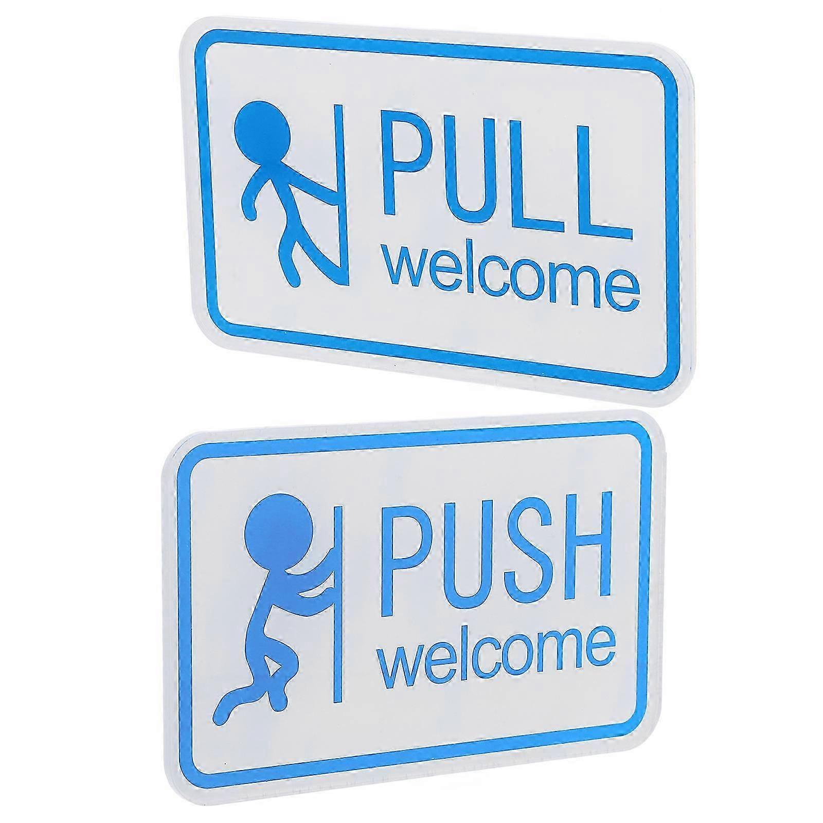 Sliding Door Sign Acrylic Push Pull Indicator 2Pcs Set