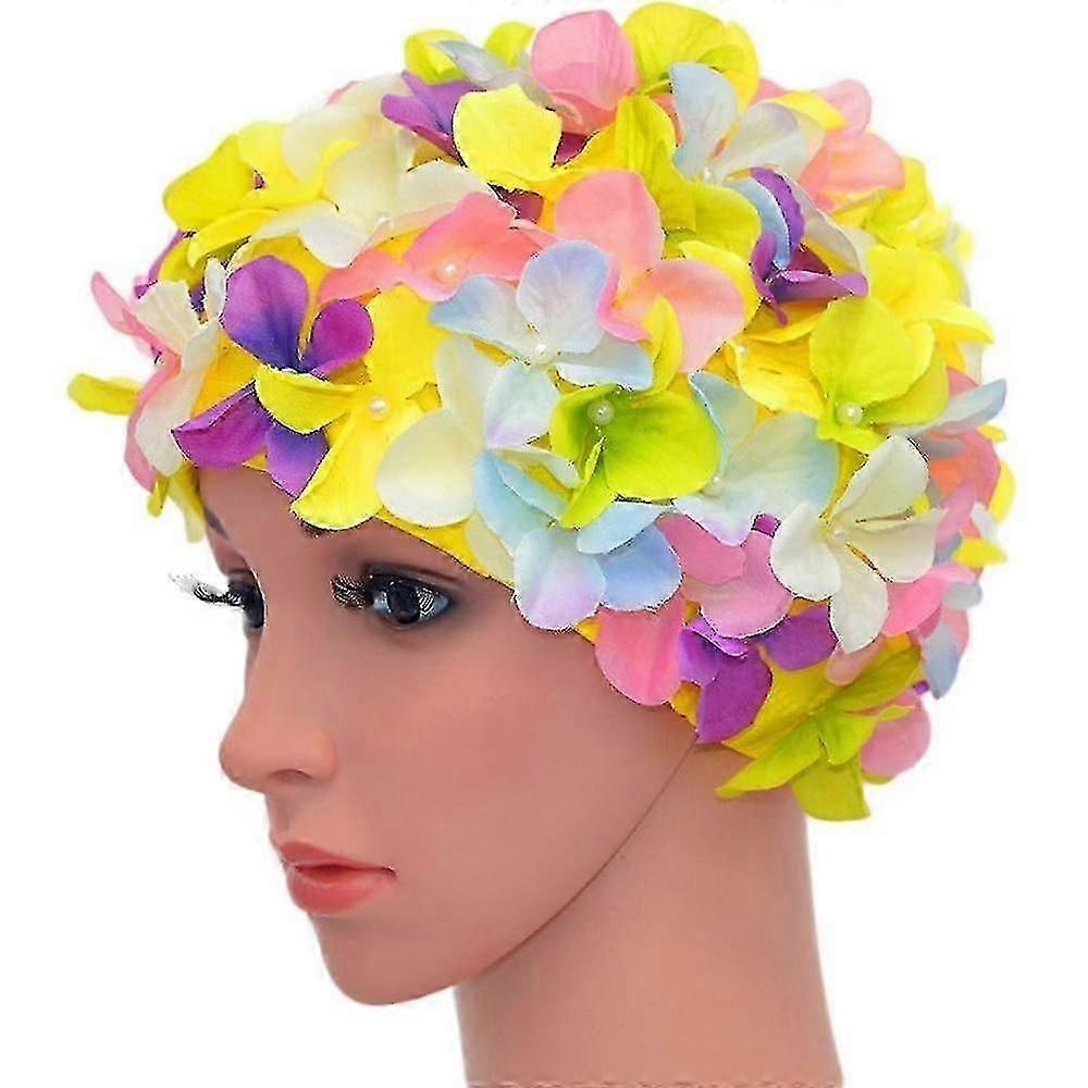 "Retro-Badekappe mit Blumenmuster für Damen"