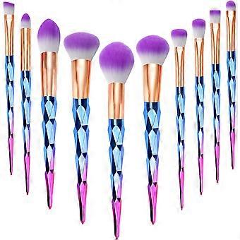 Dww-10 Pcs Makeup Brushes, 10 Set of Professional Makeup Brushes, Purple Marble Premium Synthetic Eyeshadow Brush Foundation Face Powder Blush Conceal