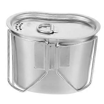 2 in 1 Stainless Steel Camping Cookware Pot with Lid for Hiking BBQ and Backpacking