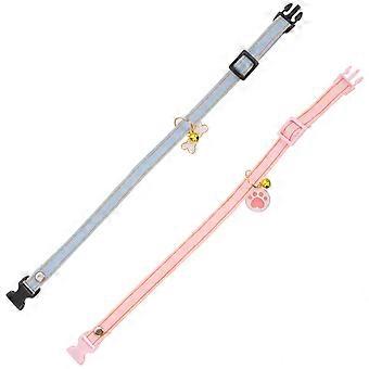 Cat Breakaway Collar with Pendant for Kitten Adjustable 2Pcs Assorted