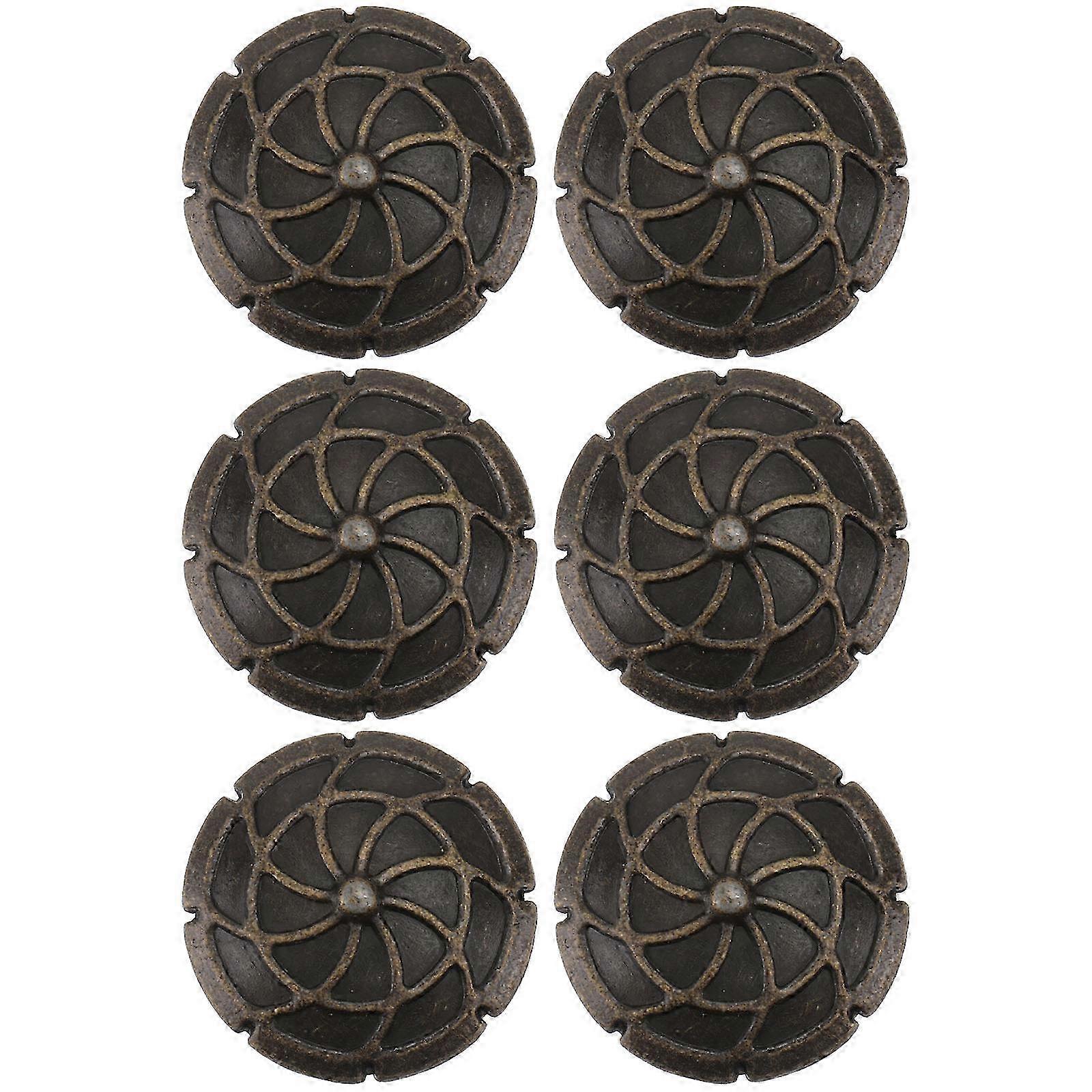 6PCS Solid Thickened Single Hole Drawer Handle Embossed Pattern Cabinet Handle
