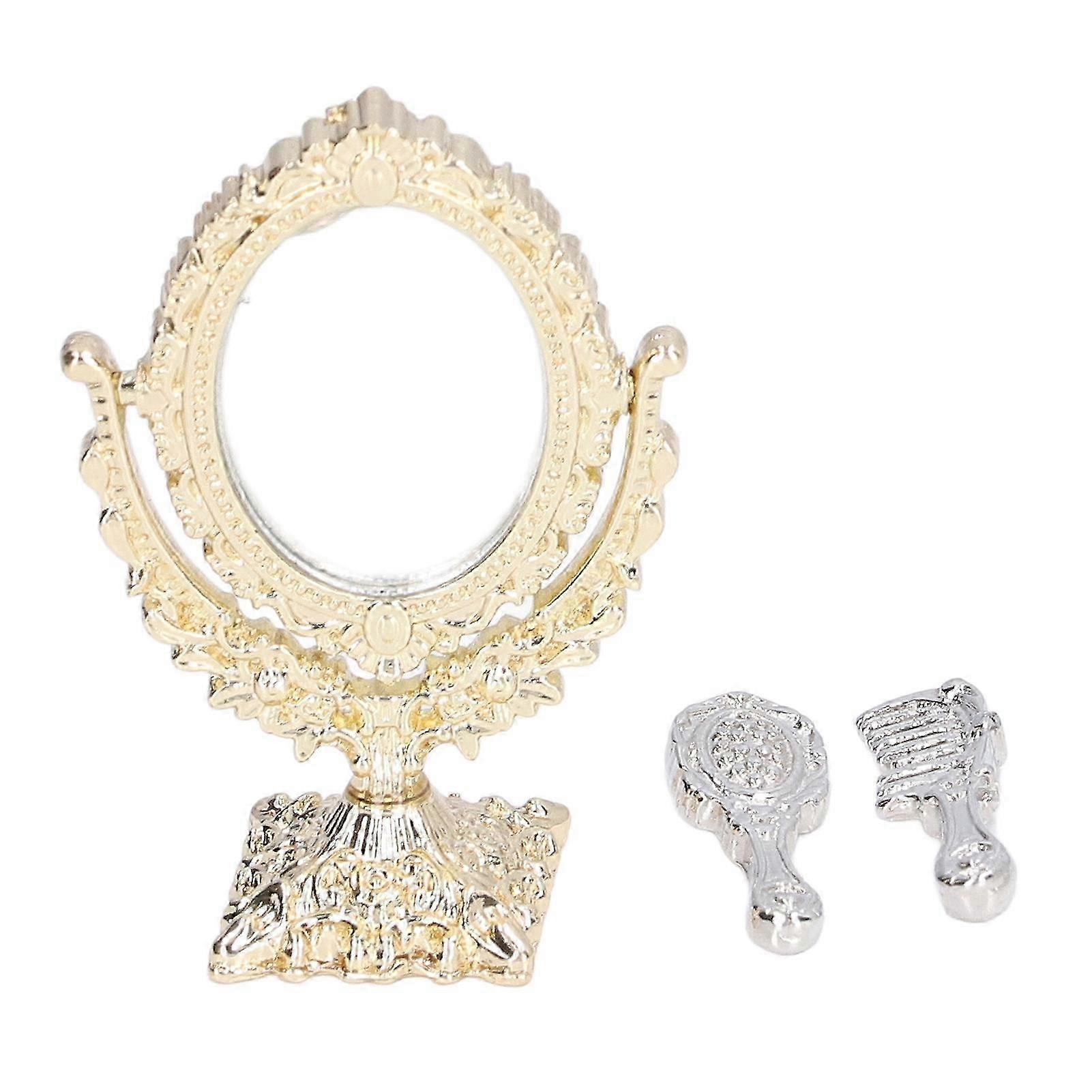 1:12 Mini Oval Mirror & Comb Dollhouse Accessory