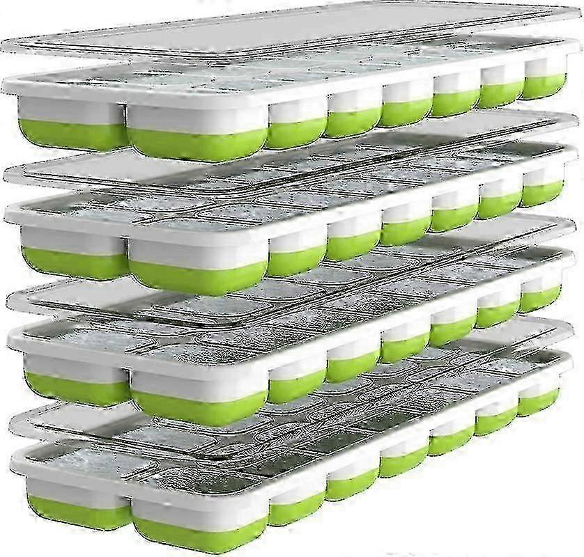 4-Pack Silicone Ice Cube Trays with Stackable Lids - Rectangular Cubes compatible Drinks dbCp