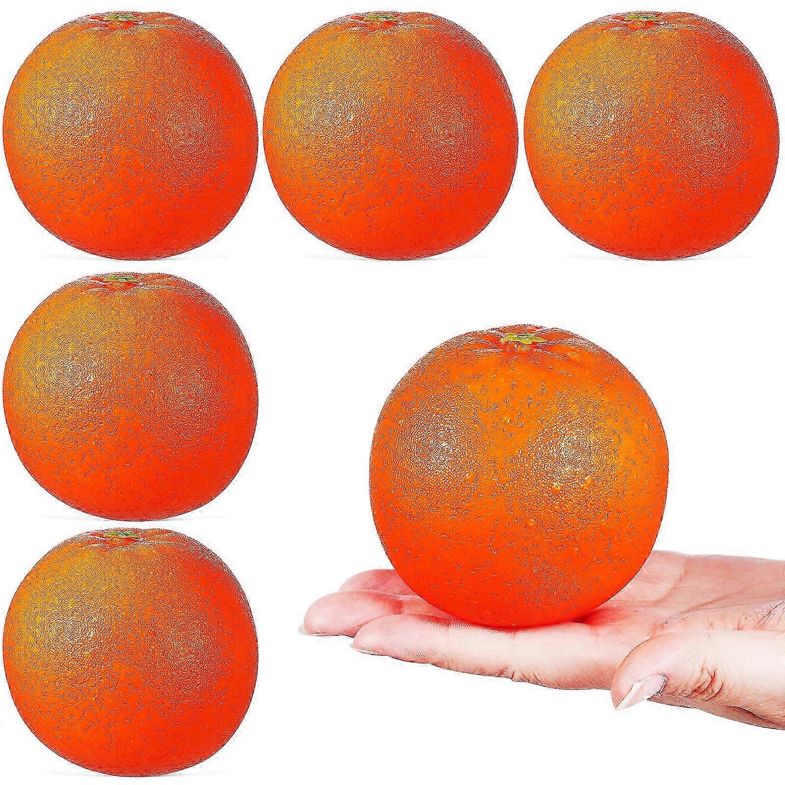 6 Pcs Simulation Orange Faux Fruit Models Orange Models Decorative Artificial Oranges