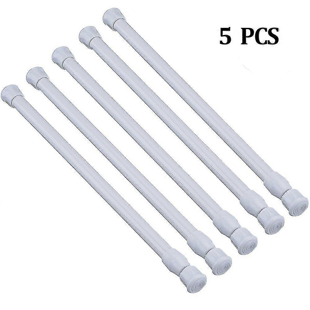 5pack Tension Rods Adjustable Spring Cupboard Extendable Rod, White