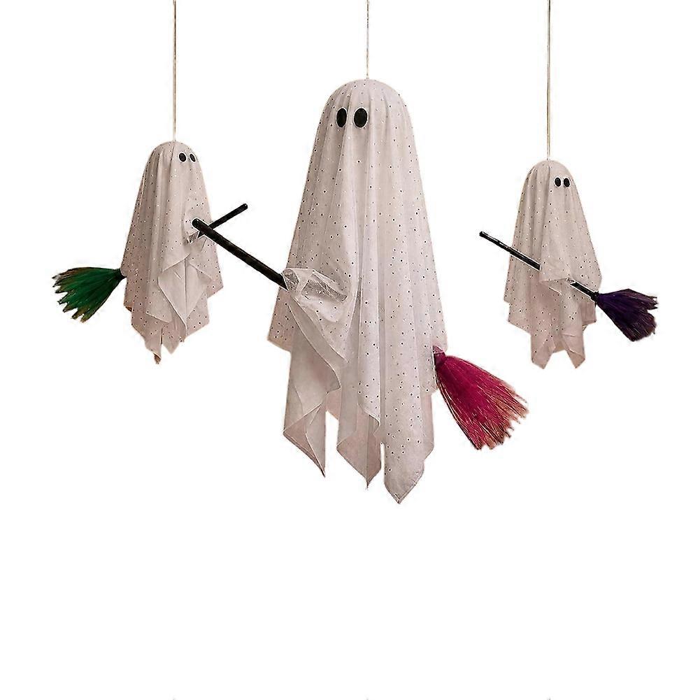 Halloween Decorations - 3pcs Remote-Controlled Hanging Ghost Decor with Lights for Indoor/Outdoor