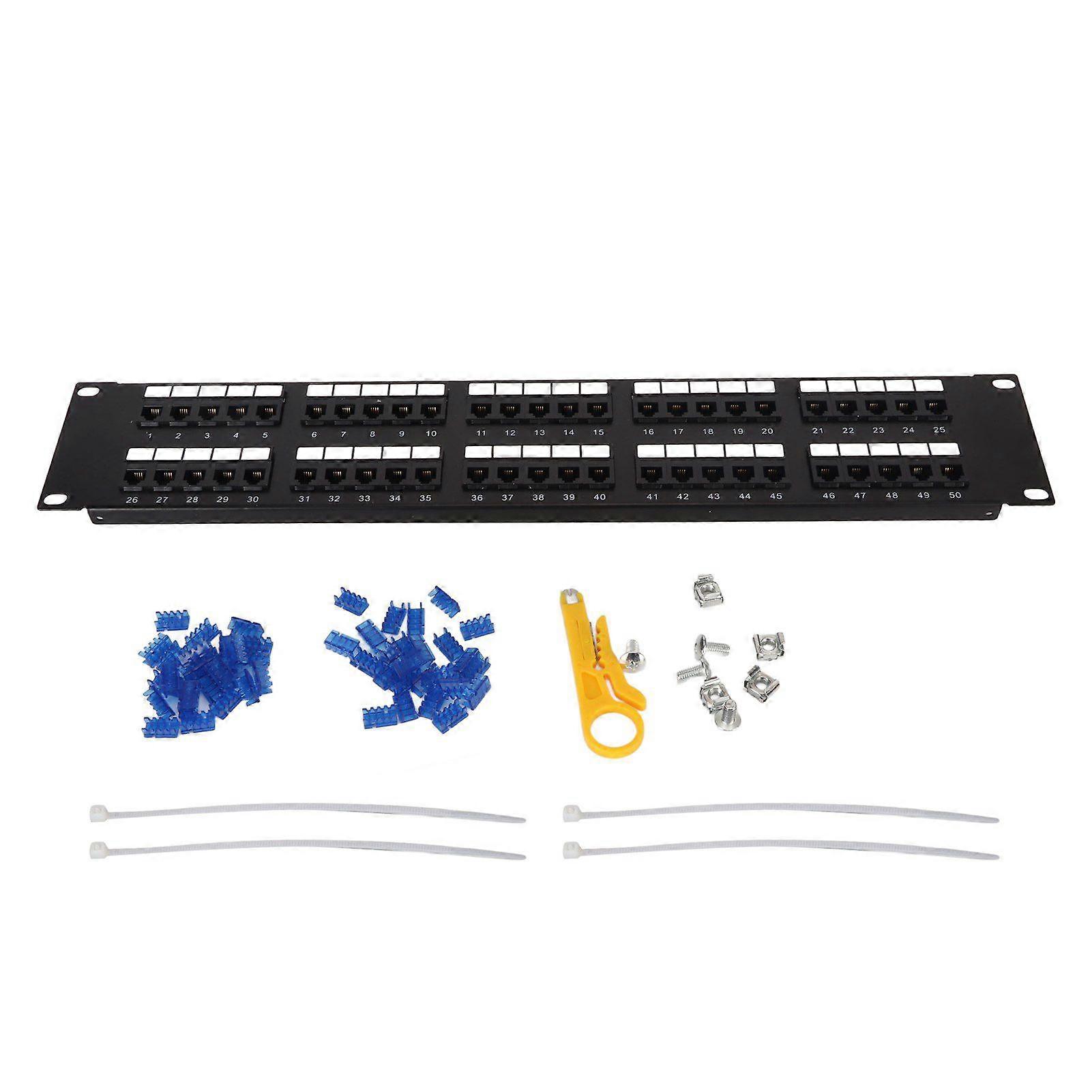 CAT3 50 Ports Network Patch Panel Plug and Play RJ11 Network Patch Panel for 19in Standard Cabinet