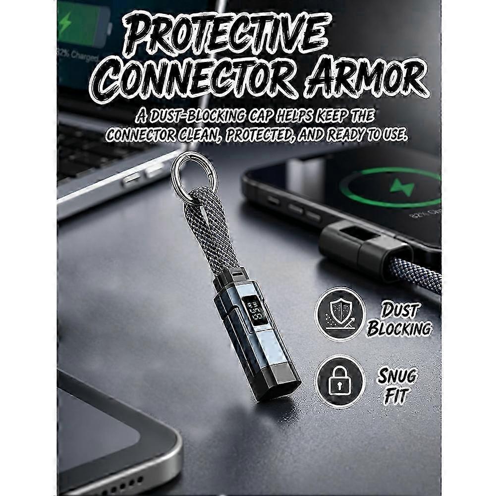 4 in 1 Digital Display Fast Charging Keychain Data Cable Intelligent Digital Display Wire compatible with Iphone17 compatible with Android