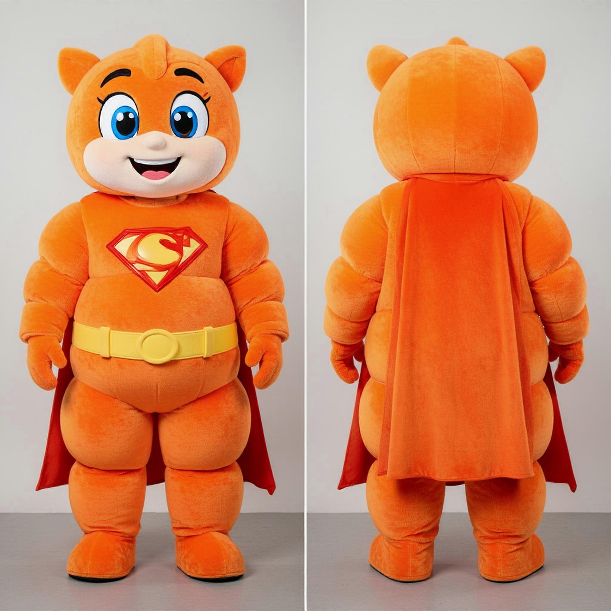 MASTICOT Bright Orange Padded Superhero Mascot