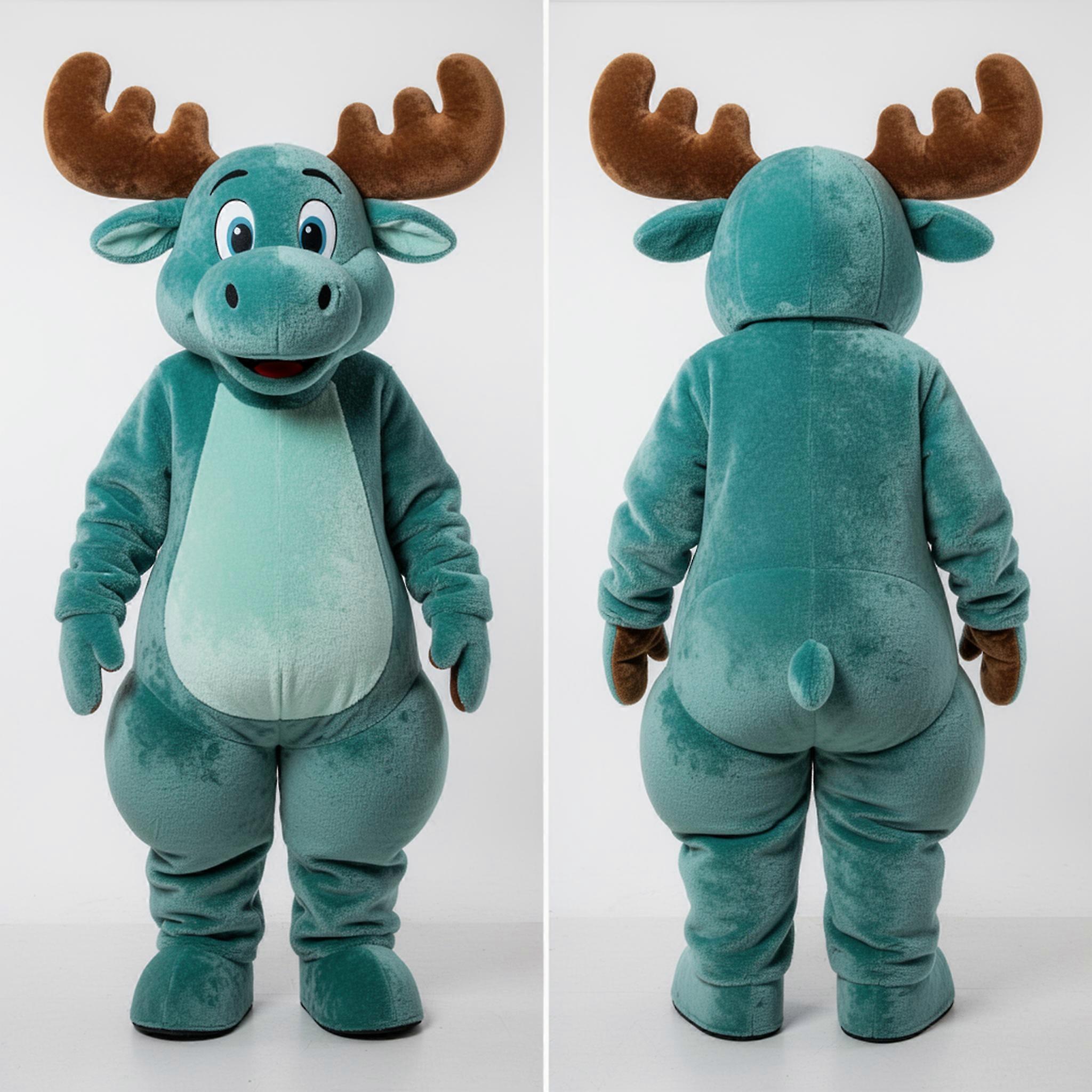 MASTICOT Teal Velvety Moose Mascot
