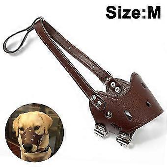 Dog Muzzle Pu Leather Anti-bite And Anti-ingestion Pet Dog Muzzle Dog Bark Control For Medium And Big Dog-brown-m