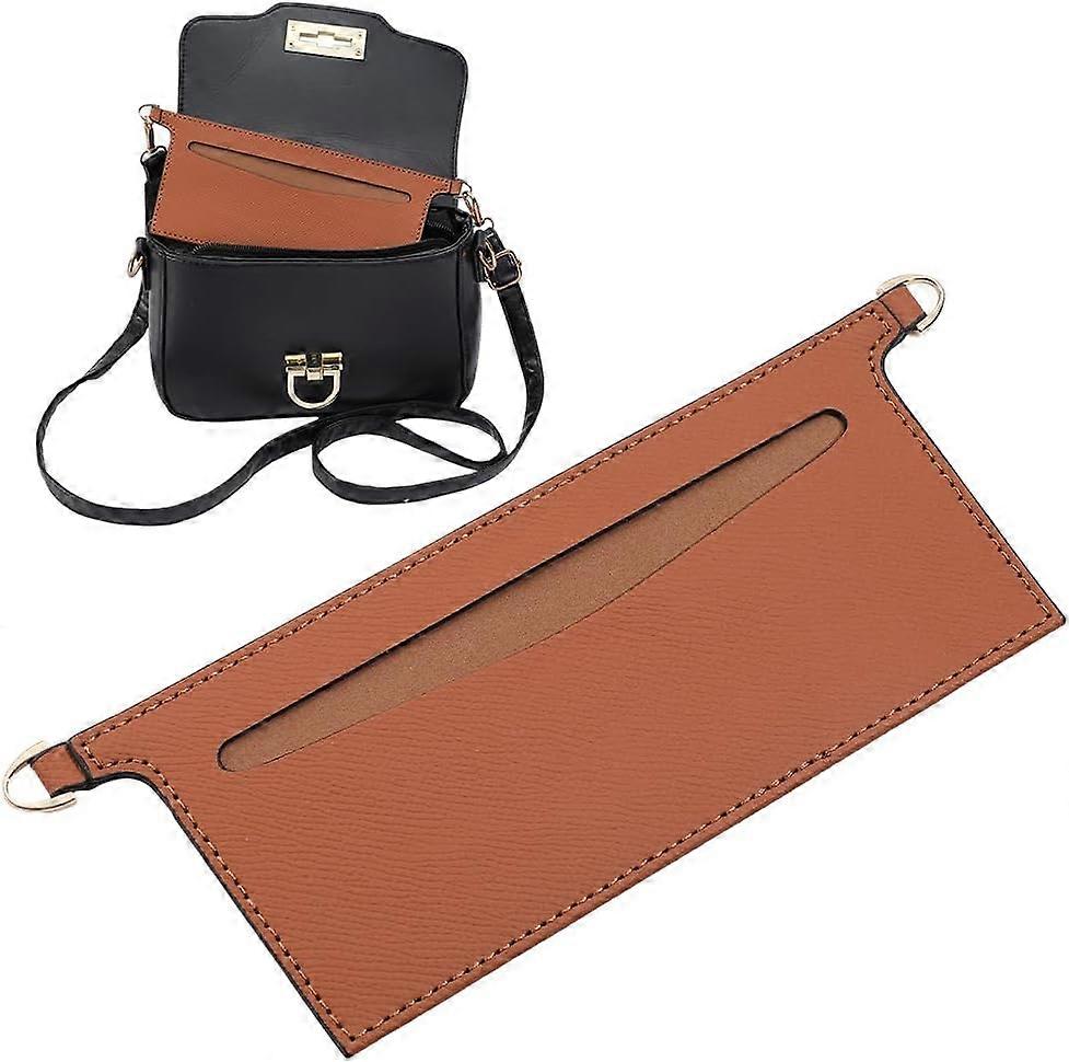 Purse Insert Organizer Conversion Brown Small Wallet Insert Rectangle Microfiber Cloth Inner Bag Organizer Inserts  8.7x3.2 Inch